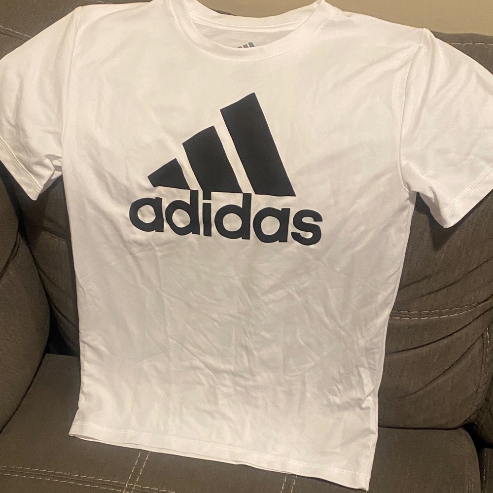 Adidas White Tee with Black Emblem
